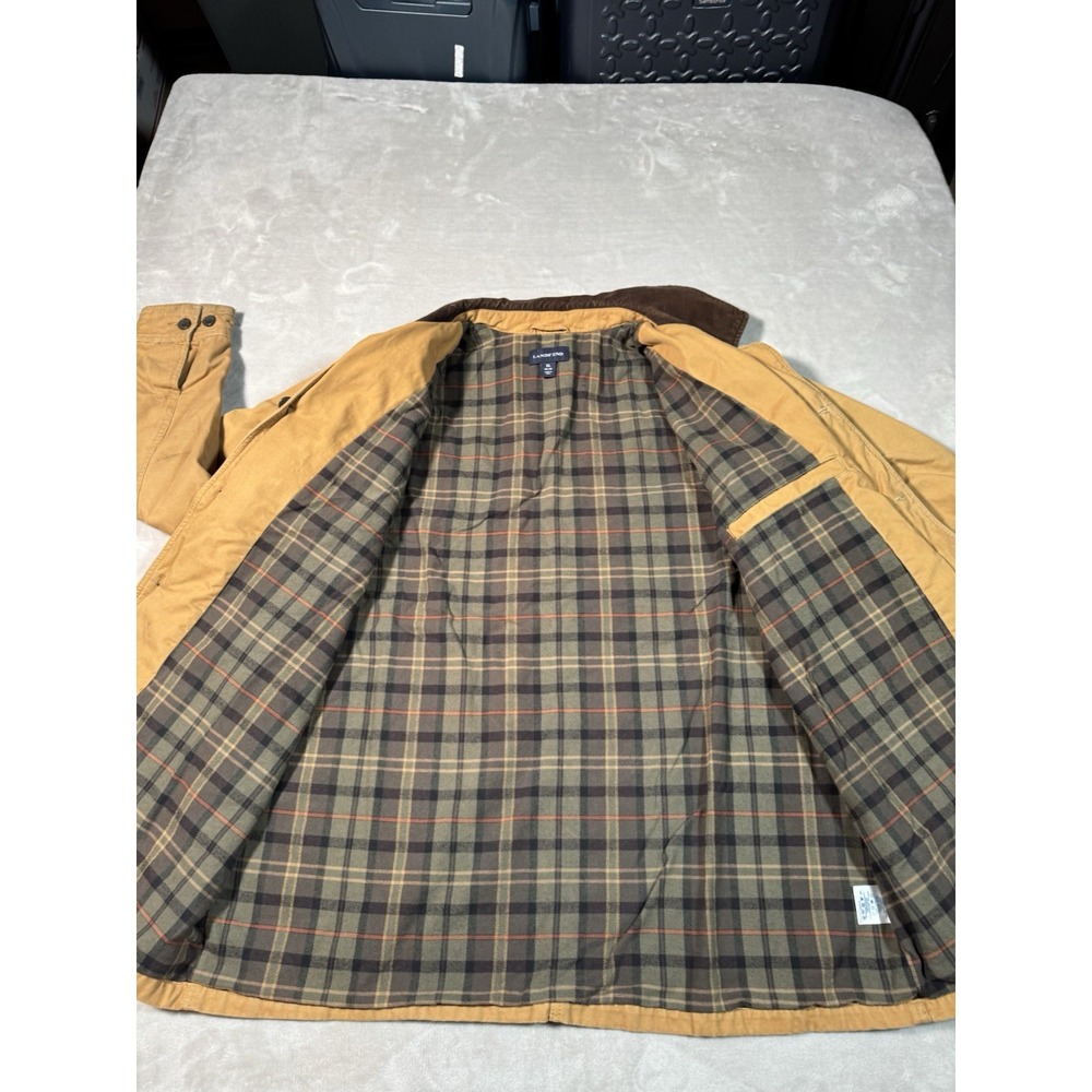 Vtg Lands End Barn Jacket Chore Coat XL (46-48) Camel Tan Patch Pockets - Picture 4 of 9